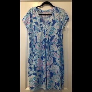 EUC Lilly Pulitzer Amina dress, “Blue Haven Pop Up Into the Deep,” Medium